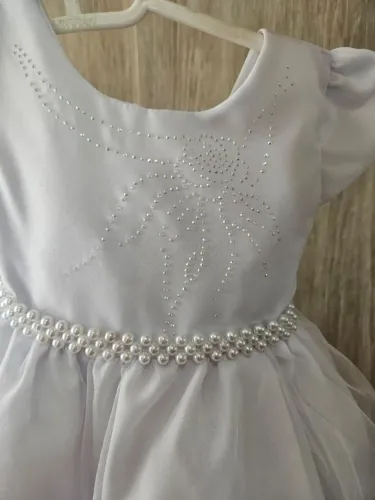 Vestido de batismo ate 1 ano com, meia calça. Sapatinho n 19, e laco ,