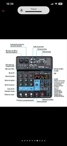 TEYUN 4 Canais Mesa De Som NA4 Console De Mixagem Profissional 24DSP Bluetooth Entrada USB
