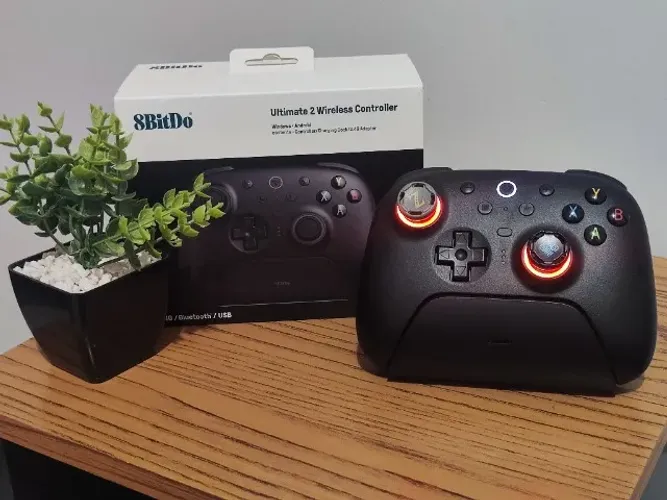 Controle 8BitDo Ultimate 2 Wireless 2.4Ghz + Dock de carregamento + Grips - Completo