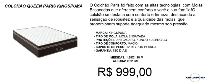 Colchão queen molas ensacadas - Com alto suporte
