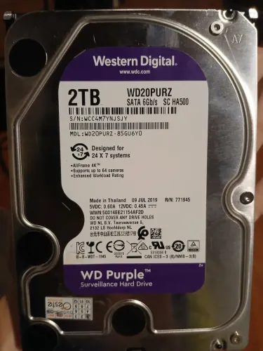 HD Western Digital 2TB WD20PURZ Sata 6Gb/s