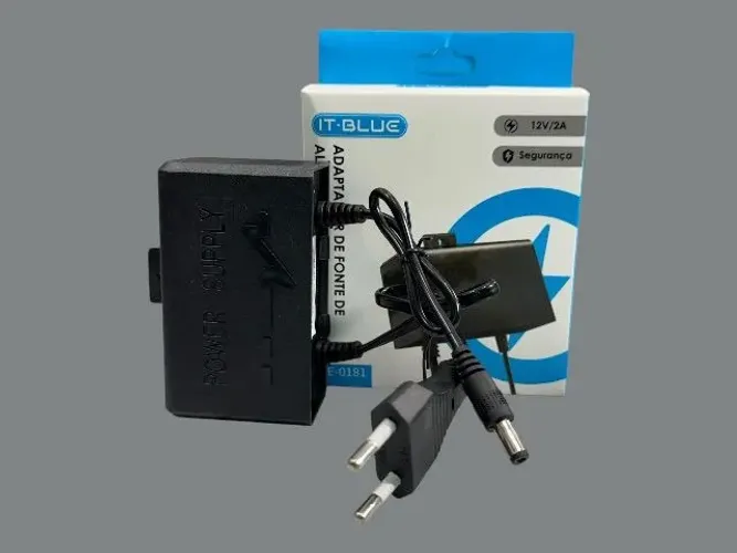 Fonte 12V 2A Bivolt para Câmeras, Roteadores e Fita LED - IT-BLUE