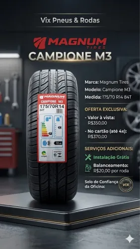 Pneu Novo 175/70R14 Magnum Tires Champione