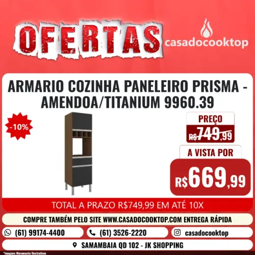 ARMARIO COZINHA PANELEIRO PRISMA - AMENDOA/TITANIUM MGM 9960.39