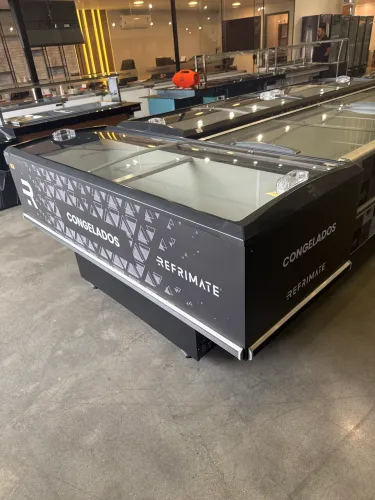 Expositor Ilha Vanguard Top Congelados E Resfriados Vidro Semicurvo 2,00m Refrimate 220v