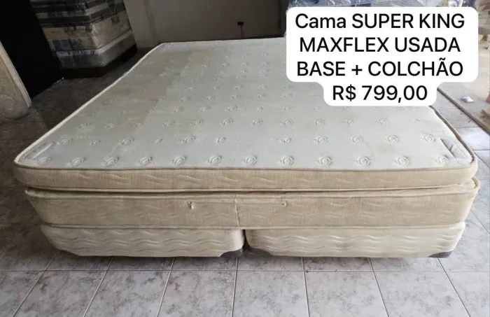 Colchão king Maxflex USADO COM CAMA KING BASE - Entrego hoje! 