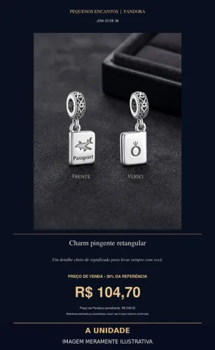 Charm pingente retangular