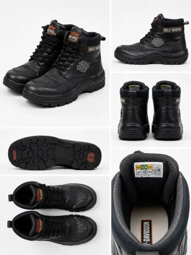 Bota Coturno Harley Davidson Motocycle Couro Legitimo Pro Preto Hd 42 Br