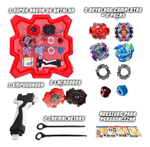 Beyblades Tornado Gyro Combat Gyro Battle Set Completo (Novo na Caixa)