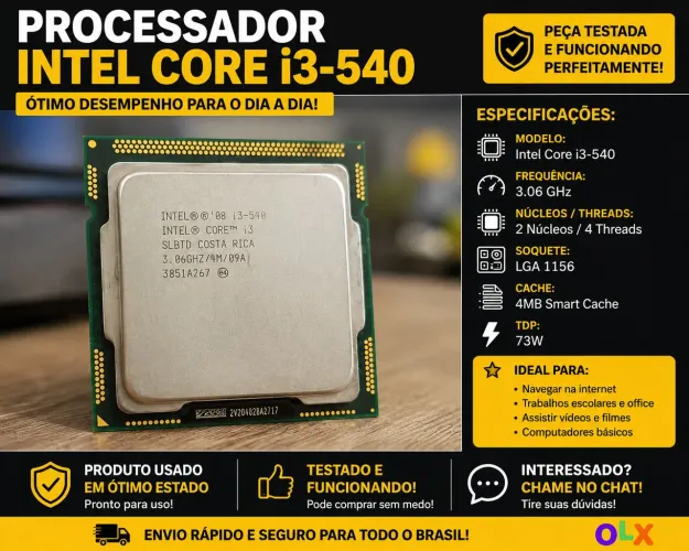 Processador Intel Core i3-540 3.06 GHz LGA1156 - Funcionando