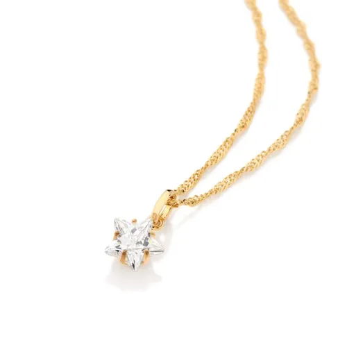 Gargantilha 50 cm banhada a ouro 18k+ pingente estrela com zircônia, Rommanel