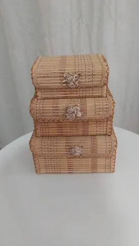 Conjunto  3 baú lindo bambu 