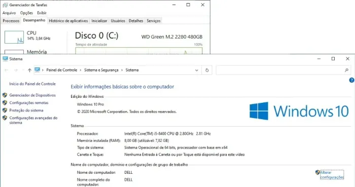PC Dell Vostro 3470 compacto i5 8GB SSD Nvme 480GB com wifi e leitor de cartão