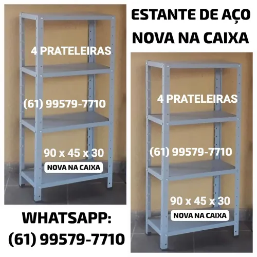 Estante de Aço 4 Prateleiras Reguláveis (Nova na Caixa)