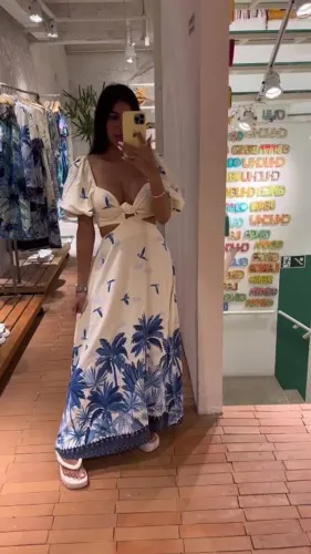 vestido cropped farm céu tropical gg