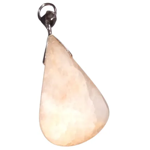 Pingente Gota Quartzo Branco Rutilado Amarelo - Peça Única