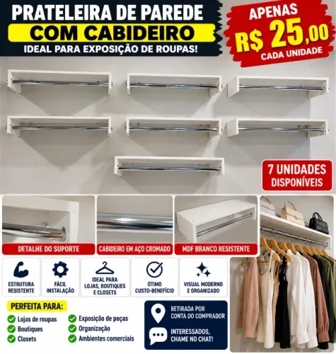 Prateleiras de Parede para Exposição de Roupas -