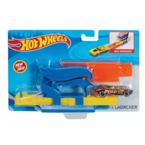 lançador com carrinho hot wheels azul, novo