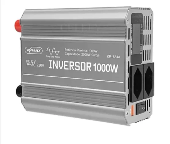 Inversor Tensão 1000w Conversor Onda Senoidal Pura 12v 220v, capacidade 2000w Pico