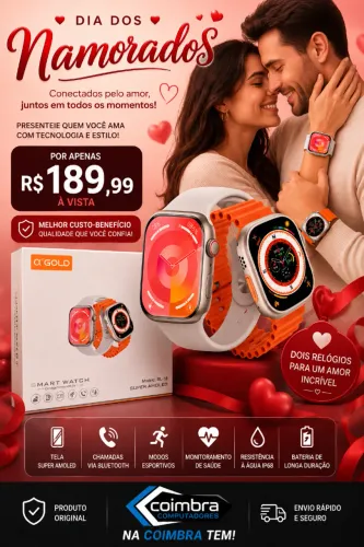 Kit Smartwatch Agold Rl18 Kit 2 Relógios 6 Pulseiras - Dia dos Namorados -Coimbra -Entrega