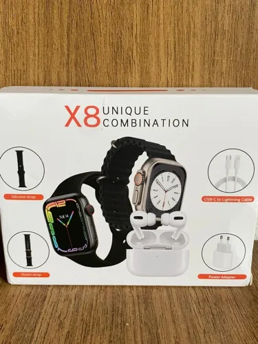 KIT SMARTWATCH + FONE BLUETOOTH + CARREGADOR + PELÍCULA | COMPLETO