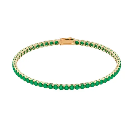 Pulseira Riviera Em Ouro 18k 750 Esmeraldas Verdes Naturais