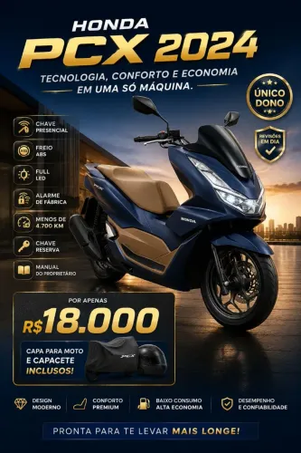 PCX DLX 2024 com capa e capacete
