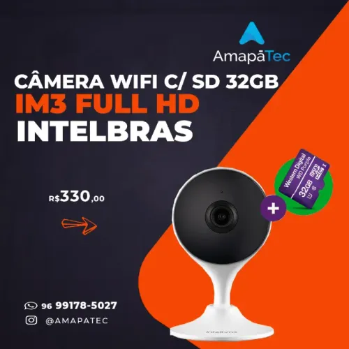 Câmera wifi Intelbras Full HD iM5 SC com Cartão MicroSD 32GB