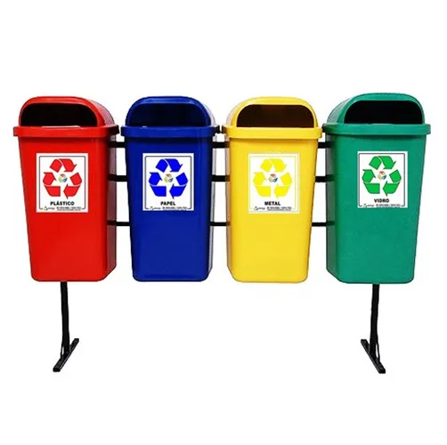 Kit com 4 Lixeiras de 50 Litros para Coleta Seletiva