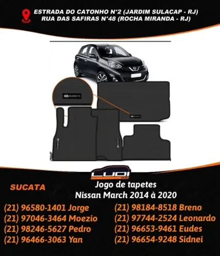 Jogo de tapetes Nissan March 2014 à 2020