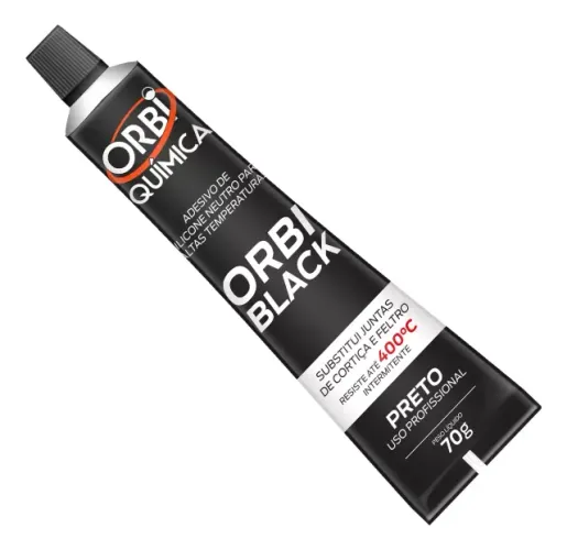 Silicone Cola Junta Alta Temperatura Orbi Black 598 70g 400c