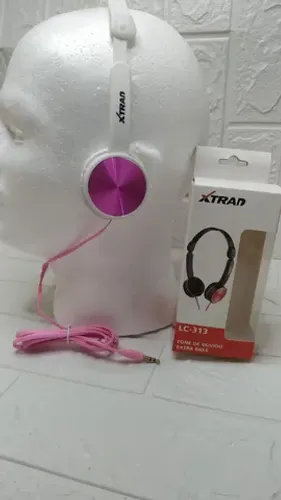 fone de ouvido extra bass lc-313 3.5mm p2 15mw xtrad-branco com rosa