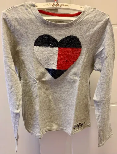 Camiseta infantil manga longa Tommy Hilfiger tamanho 8 menina