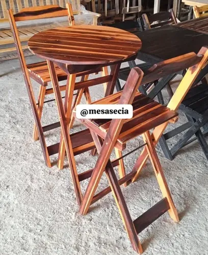 Kit bistrô dobráveis - verniz/ pintada 