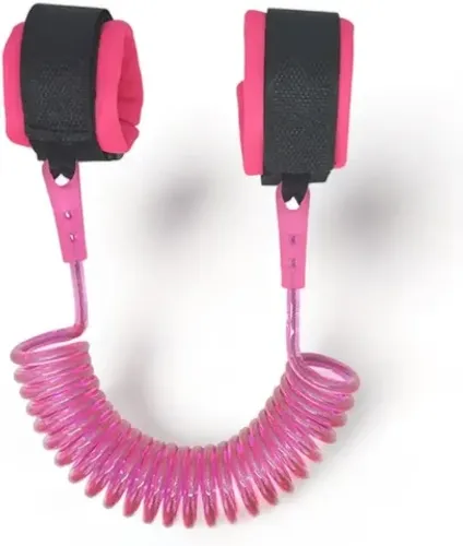 pulseira rosa para segurança infantil - cordão guia de pulso bebê- rosa