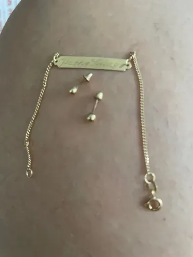  Ouro 18k -  Brincos e Pulseira infantil baby l