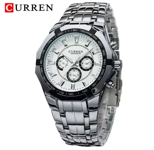 Relógio Curren 8084 Masculino de Luxo - Quartz com Pulseira de Aço Inoxidável