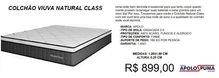 Colchão de viuva 1 ano de garantia - a pronta entrega