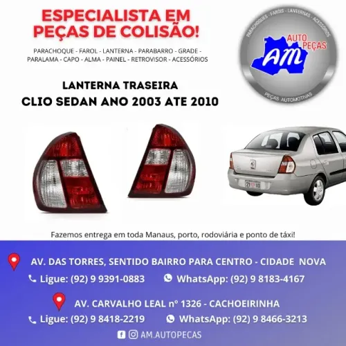 LANTERNA TRASEIRA CLIO SEDAN  ANO 2003/10