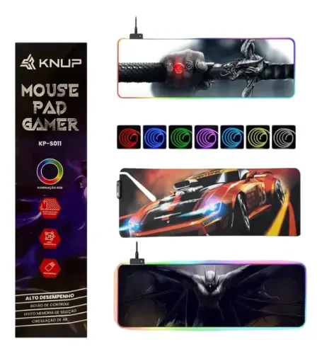 Mousepad Gamer Com Iluminação Rgb Knup Led Kp-s011 Preto