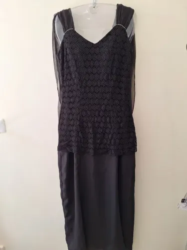 Vestido Longo Preto com guipir