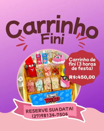Carrinho de fini 3 horas de festa
