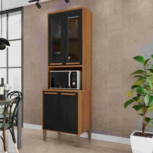 Torre Quente Cozinha Florida 70cm Vidro Fume Cinamomo/Preto Frete Grátis - Até 12x