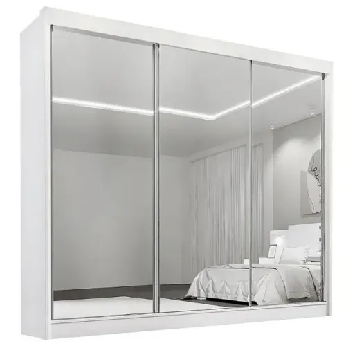 Guarda Roupa Espelhado Dubai 3 Portas 100% MDF