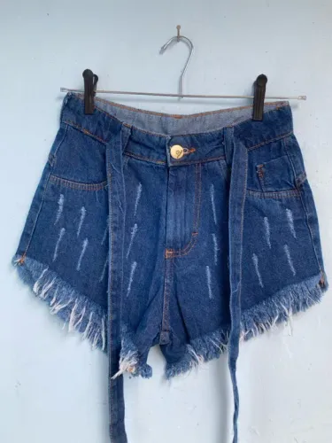 Shorts Feminino Azul Escuro, Tam 36 (Novo)
