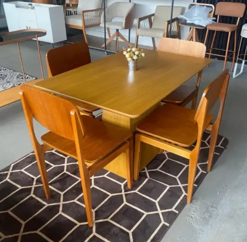 Conjunto de Mesa Barbara Luxo Madeira Maciça de Lei R$2279,00-Paga na Entrega Parcela 12x