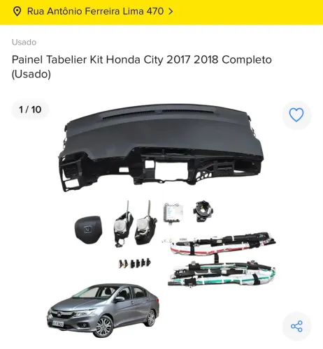 KIT AIRBAG HONDA CITY 2017 2018 COMPLETO