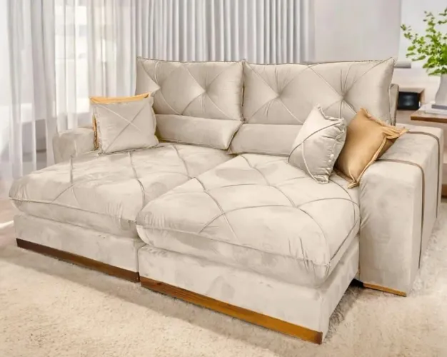 SOFÁ RETRATIL RECLINAVEL 2,50 ESPUMA D33 MOLAS ENSACADA 