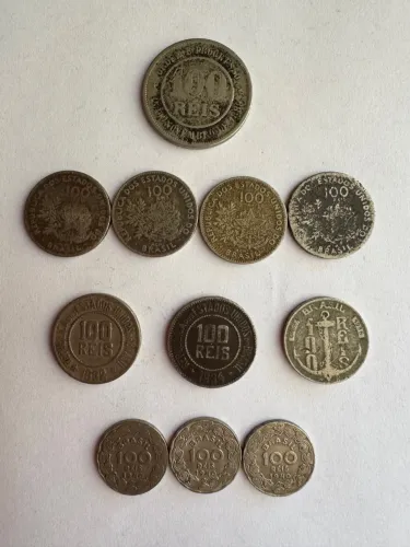 Lote 18 moedas antigas de Réis