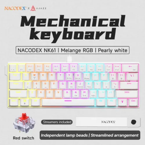 Teclado Gamer Mecânico Ajazz NK61 Branco